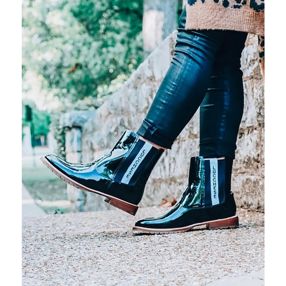 Lucchese Black Patent All-Weather Ladies Garden Boot 8.5 - Picture 1 of 10